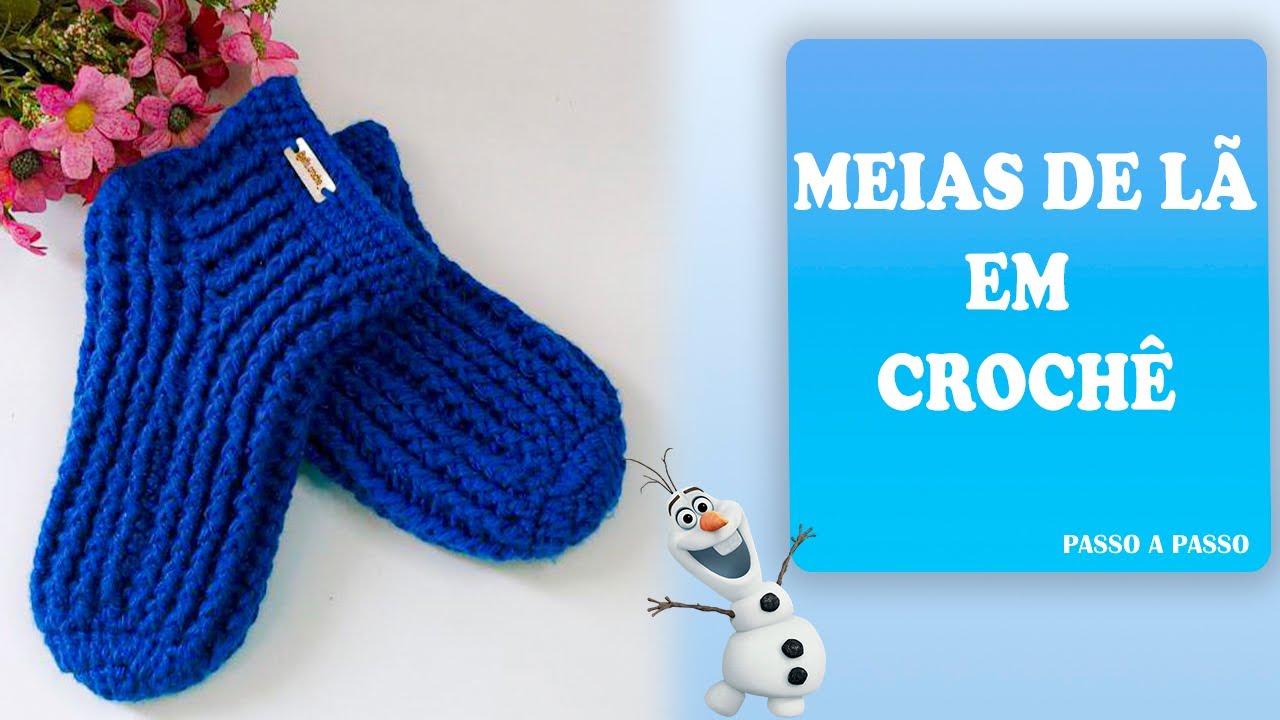 ❄️🧦 Aprenda a fazer essa linda meia de lã em crochê ❄️🧦