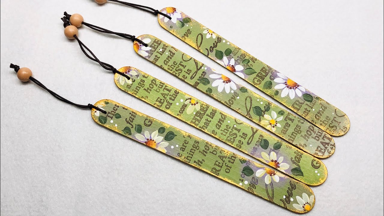 How to make your own bookmarks with acrylic paint-painted Wooden sticks-DIY