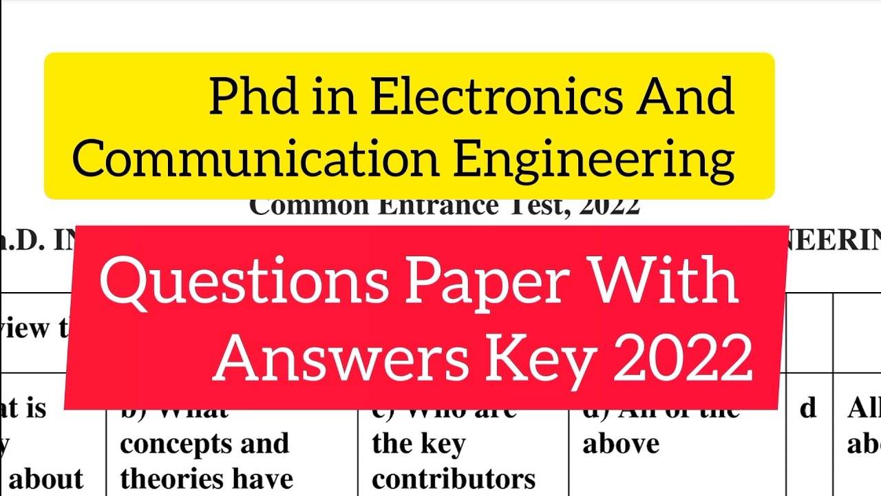 Phd in ECE (Electronics and Communication Engineering) Question paper 2022 l CUET Phd in ECE QP 2022