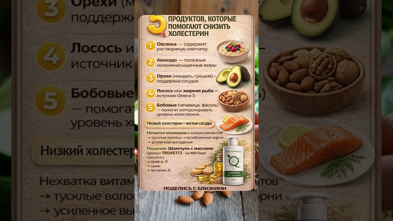 ПРОДУКТЫ, ПОМОГАЮЩИЕ СНИЗИТЬ ХОЛЕСТЕРИН  #здоровье #рецепты #еда #пп