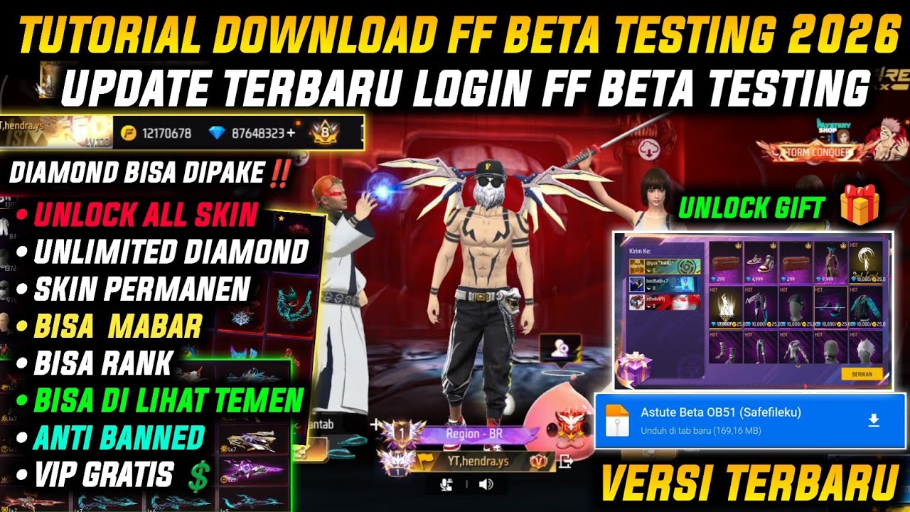 NEW UPDATE‼️ CARA DOWNLOAD FF KIPAS ORI 2026 VIP GRATIS!! FF BETA 2026 SEMUA HP