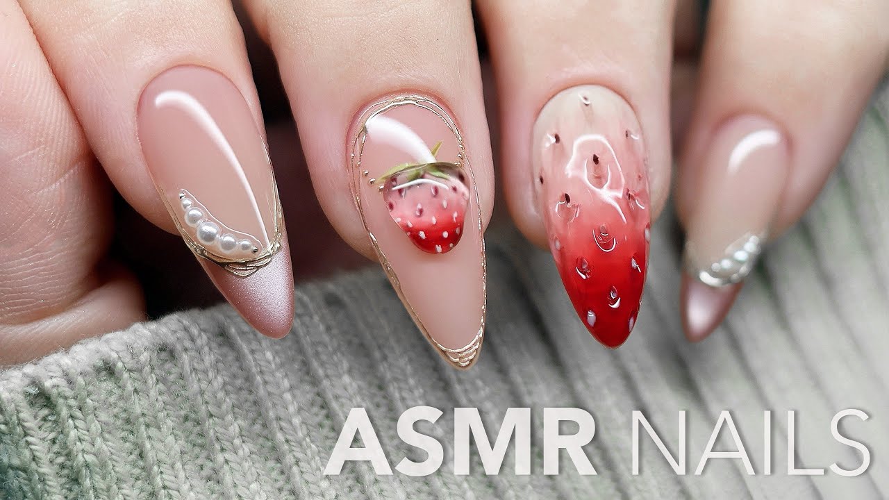 🍓 3D Strawberry Nails ASMR 🎧 | Step-by-Step Immersive Nail Art Tutorial 💆‍♀️ Relaxing & Satisfying