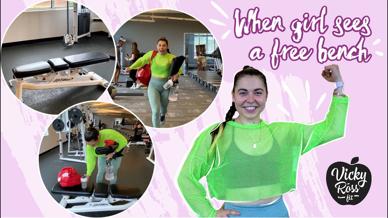 Free Bench at the GYM | Funny Fitness with Vicky Ross Fit