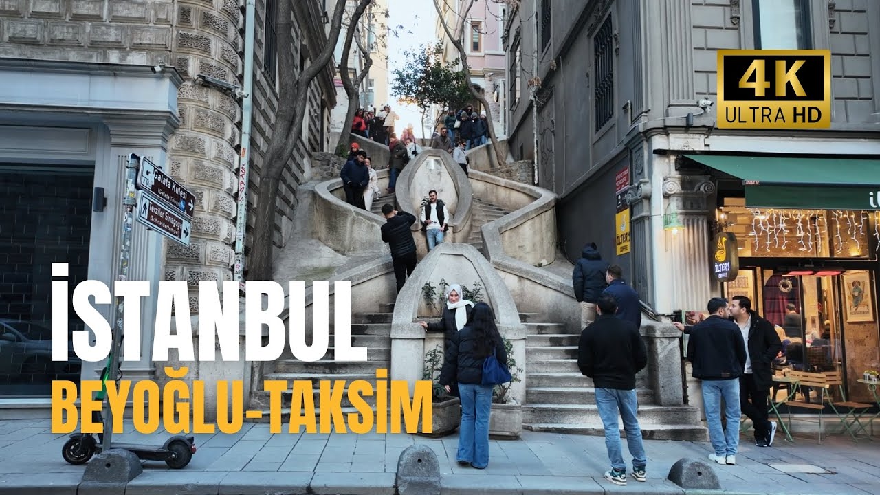 Istanbul Taksim Beyoglu : Hidden Backstreets & Secret Gems - 4K 60p | Turkey