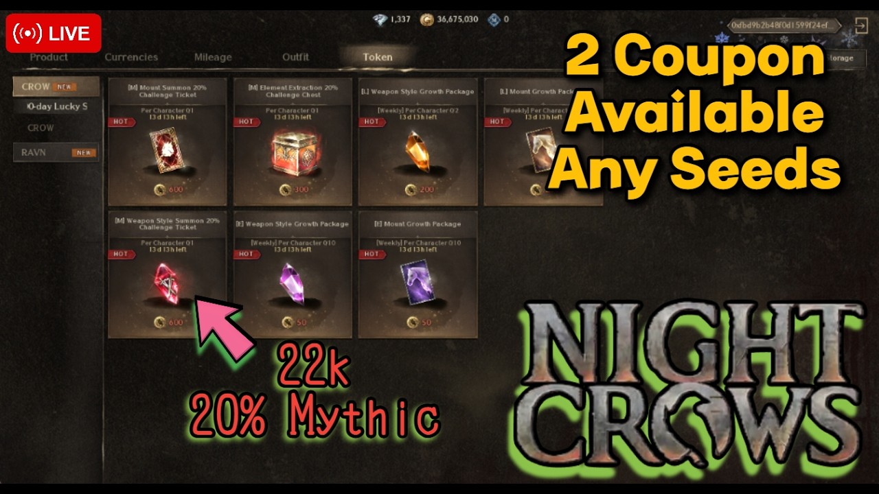 NIGHT CROWS: Chill Muna my Crusade pala! | 2 Best Coupon Avail Anys Seeds = Coupon