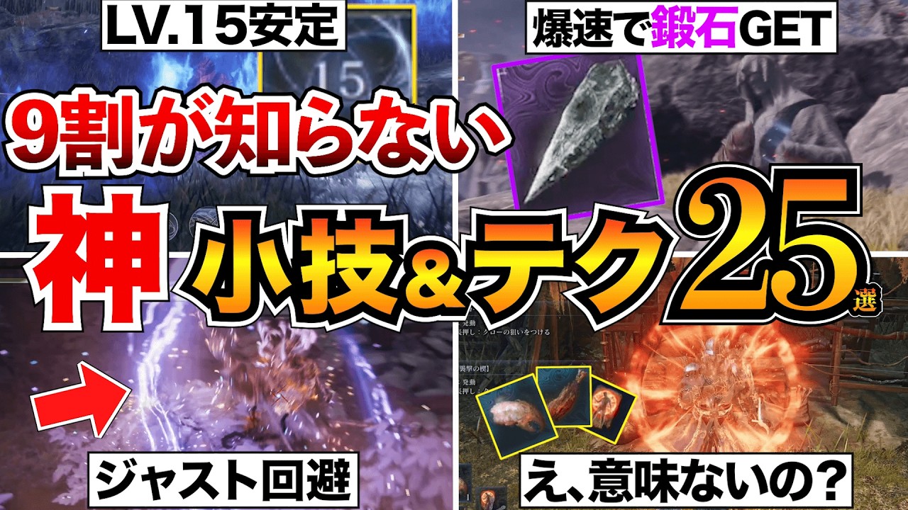 【ナイトレイン】覚えて損なし！すぐ使える小技&テクニックまとめ/ジャスト回避/盾持ち対策/刺突カウンター/銅像/バフなど【エルデンリング】