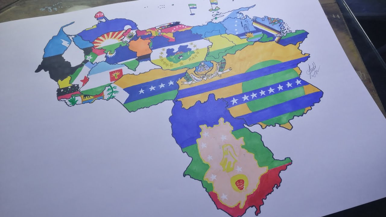 Drawing flag map States of Venezuela | Dibujo del mapa de la bandera de los Estados de Venezuela