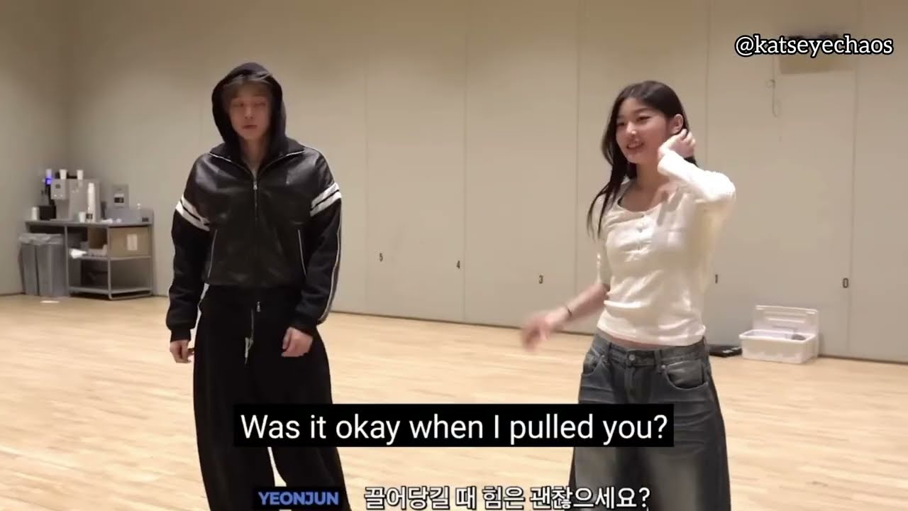 Yoonchae with Yeonjun BTS of Dance practice #katseye #txt #letmetellyou