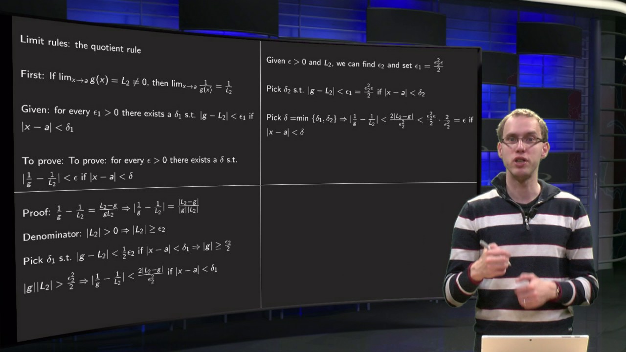 The quotient rule for limits - formal proof