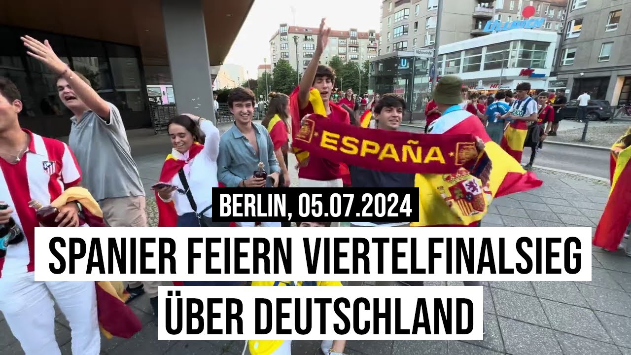 05.07.2024 Spanish football fans party in a supermarket in #Berlin: Germans crying #Euro2024 #espger