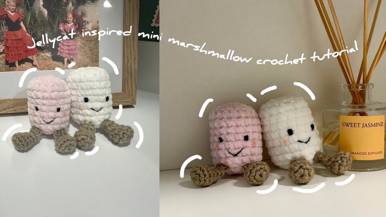 How to crochet a jellycat inspired mini marshmallow 🩷🤍 | Beginner friendly tutorial (1 hour project)