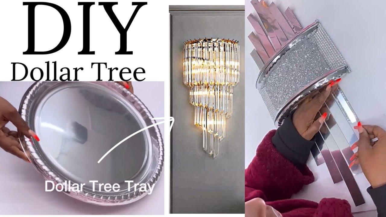 DOLLAR TREE MIRRORS! Silver tray wall sconce idea YOU CAN Actually Cut!