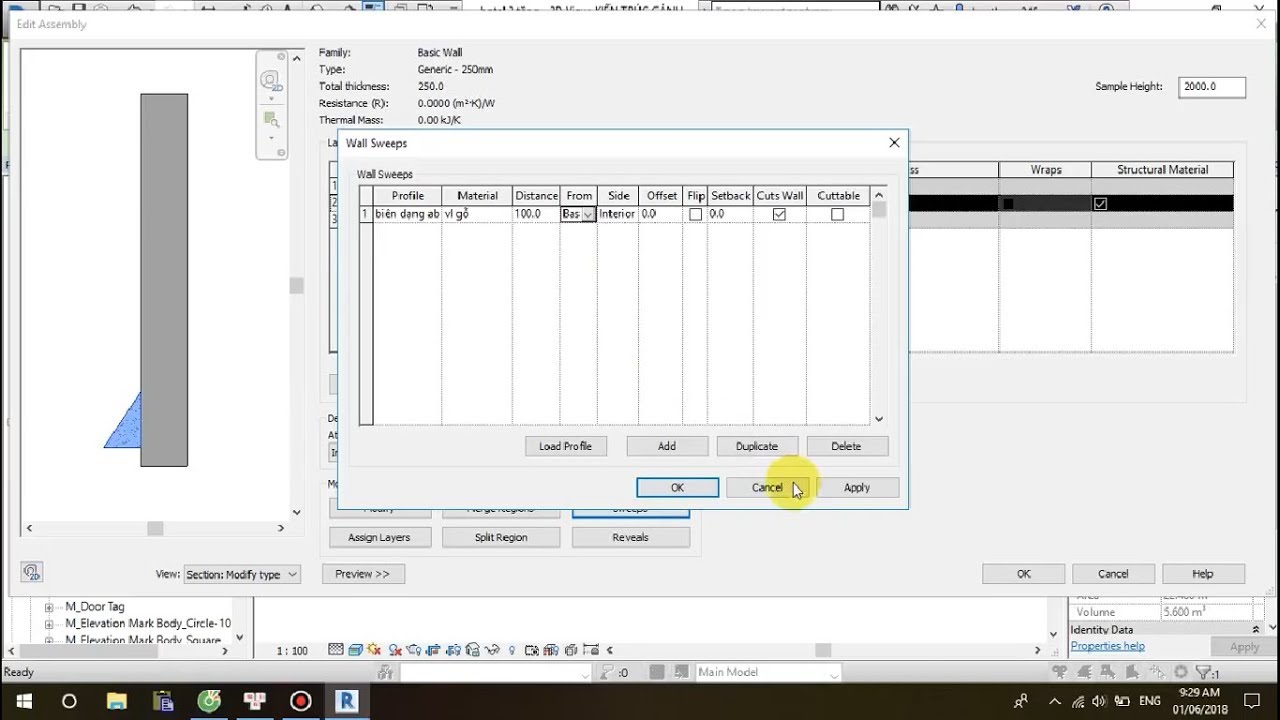 tạo phào chỉ cho tường trong revit