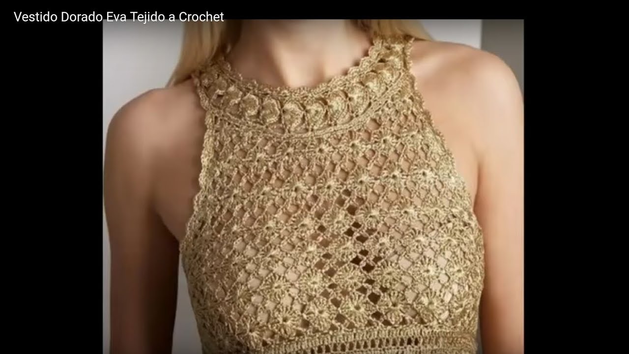 DIY CROCHET PONTO VESTIDO DOURADO EVA- A PEDIDO