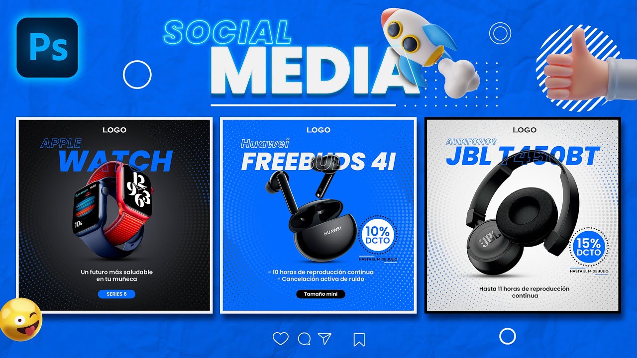 Cómo DISEÑAR un POST para REDES SOCIALES en PHOTOSHOP | Productos de Tecnología | Paso a Paso