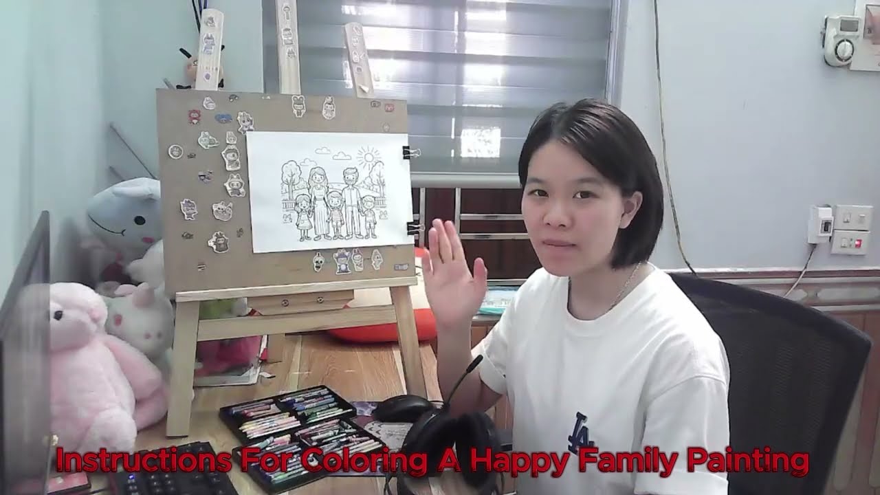 instructions for coloring a happy family painting