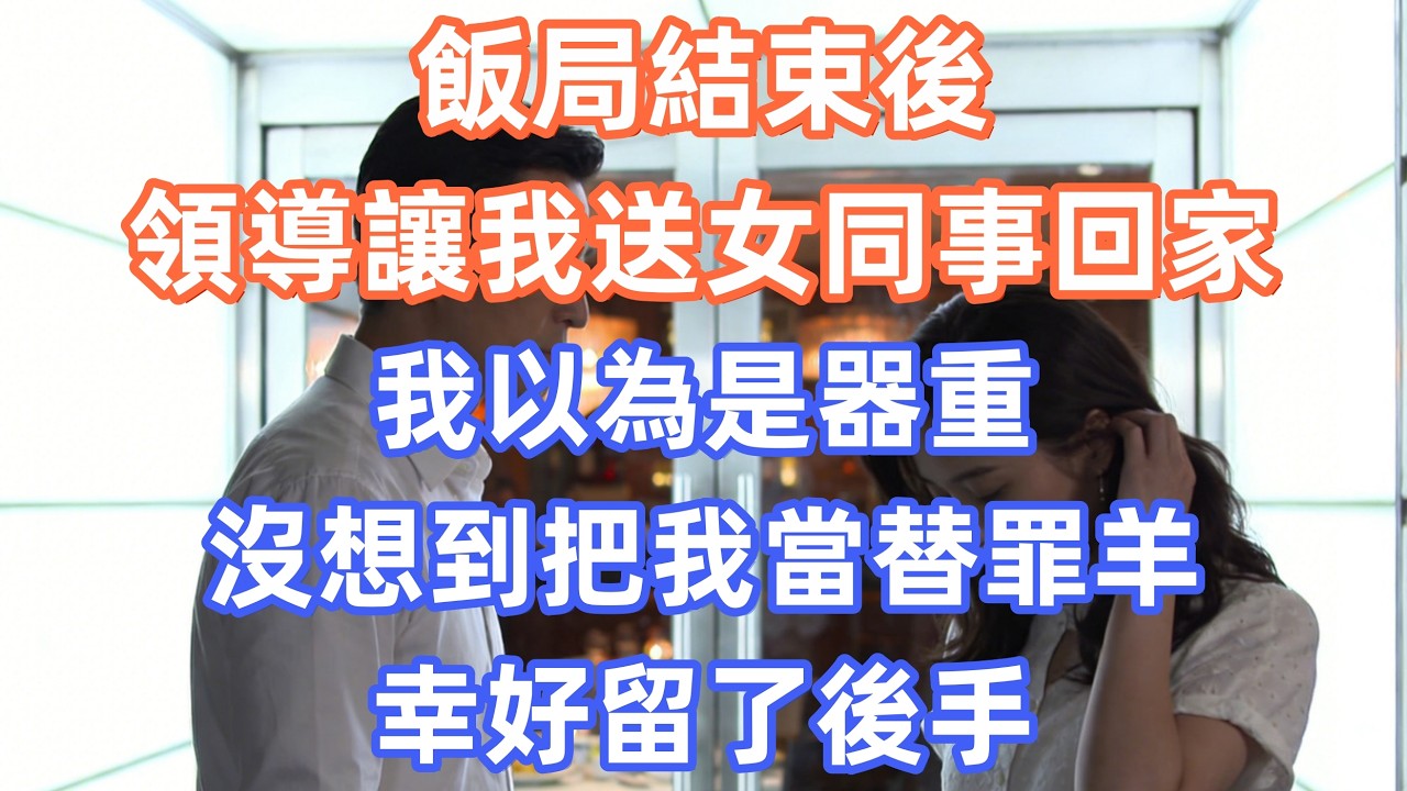 飯局結束後，領導讓我送女同事回家，我以為是器重，沒想到把我當替罪羊，幸好留了後手      #職場 #职场 #故事 #家庭 #退休生活#情感