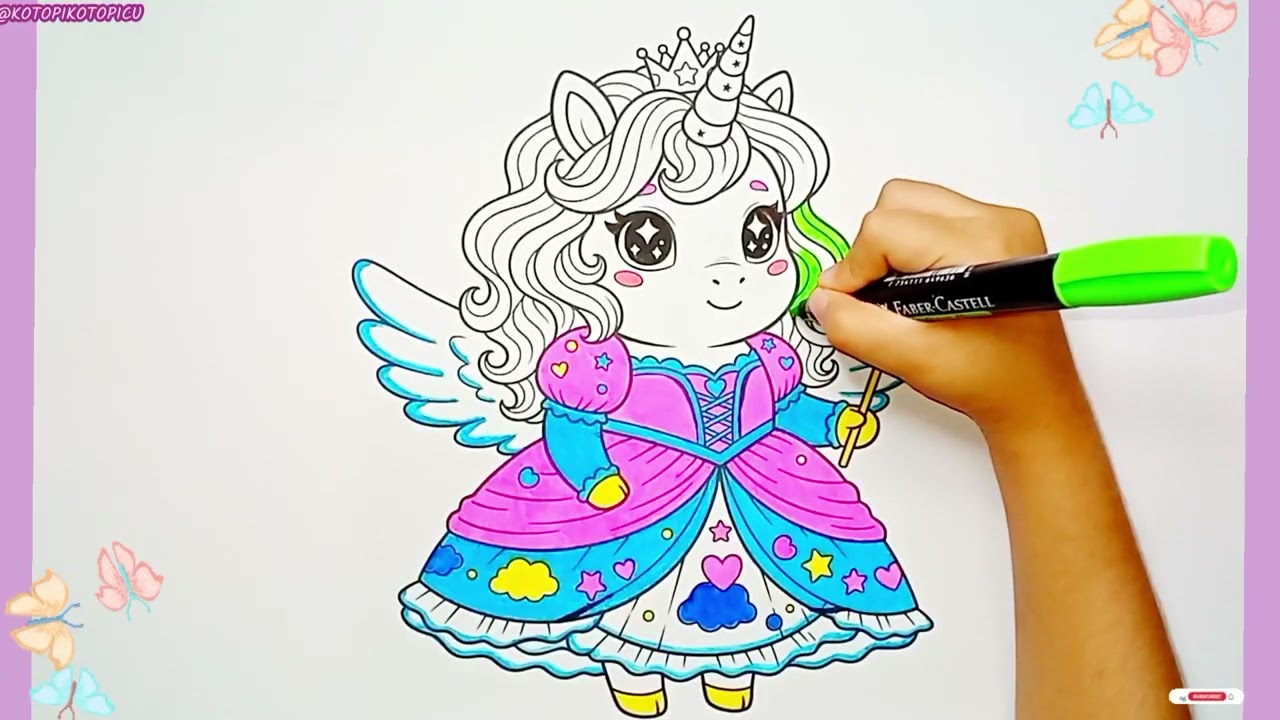 Coloreando un Unicornio Princesa Mágico 🦄👑🌈 #unicorniokawaii  #unicorn  #colorearparaniños #coloring