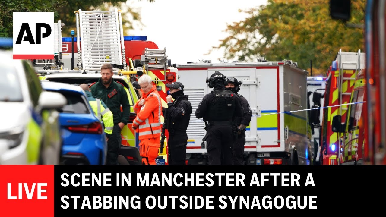 LIVE: Scene in Manchester after a stabbing outside a synagogue