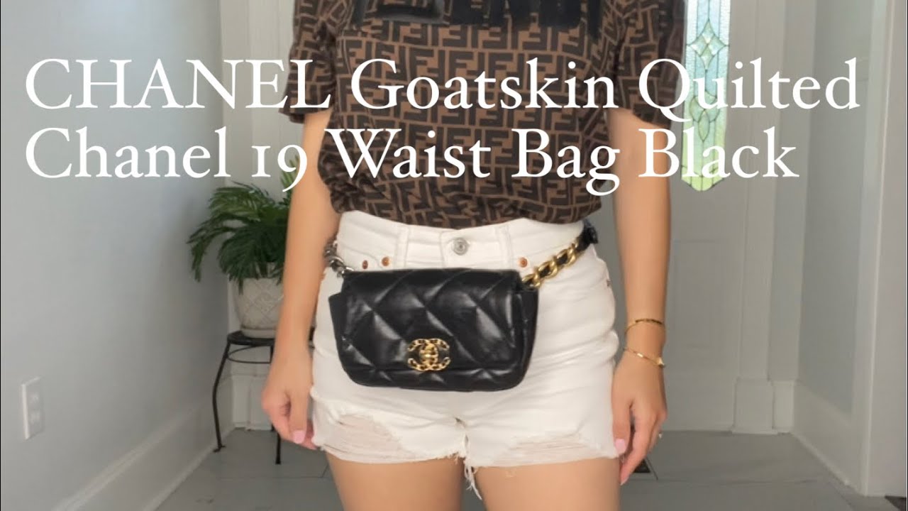 #31| Review t&uacute;i 👜 CHANEL Goatskin Quilted Chanel 19 Waist Bag Black. Return or Keep !!