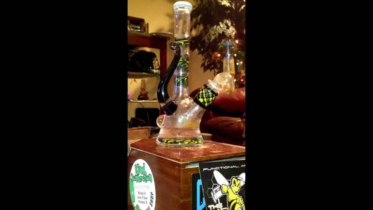 glass Munky worked mini tube with encalmo horn with opal 3 millies fillacello