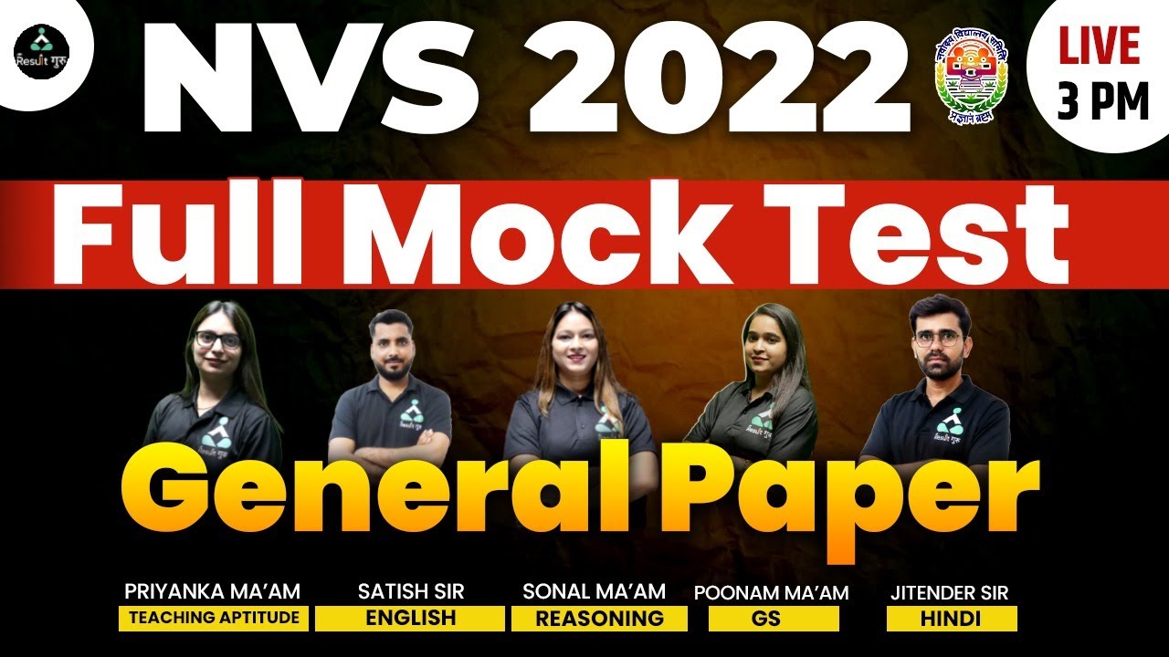 FULL MOCK TEST | NVS 2022  | General Paper | Result Guru