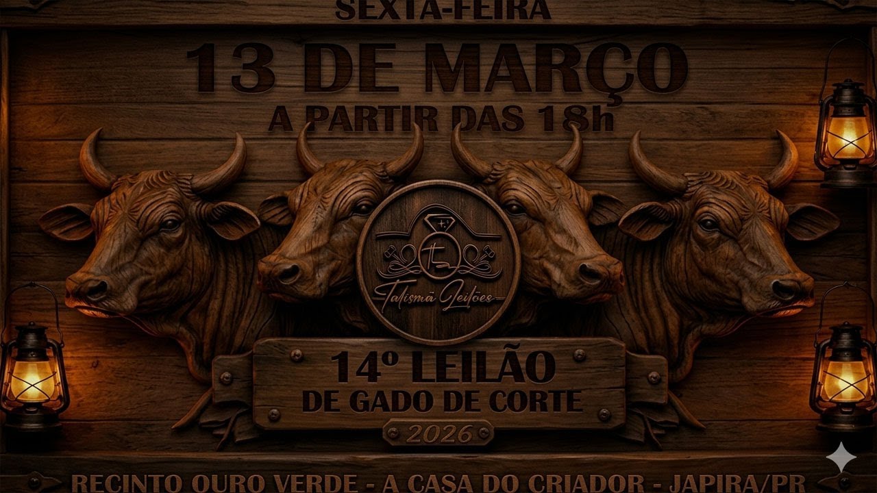 14° Leilão de Gado de Corte - 2026 | Talismã Leilões |Sexta-Feira - 13/03 - 18h | Japira - PR