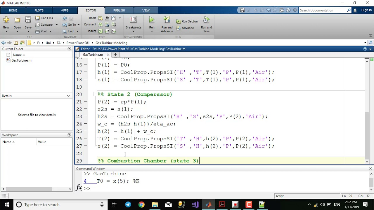 Simulation of Gas Turbine (GT) Power  Plant  using Matlab software.