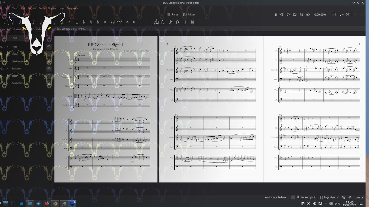 [MOCK] BBC Schools Colour Piechart with MuseScore Music