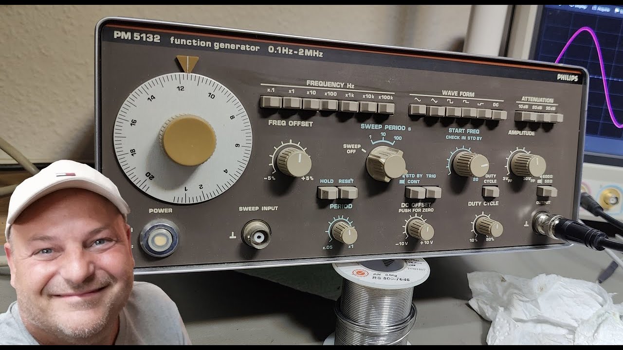 Philips PM5132 function generator 0.1Hz - 2MHz 1984 test repair teardown