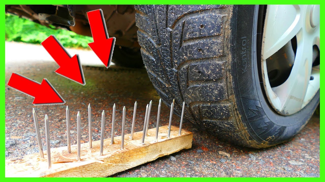EXPERIMENT: Car Tire vs RED Hot Nail's