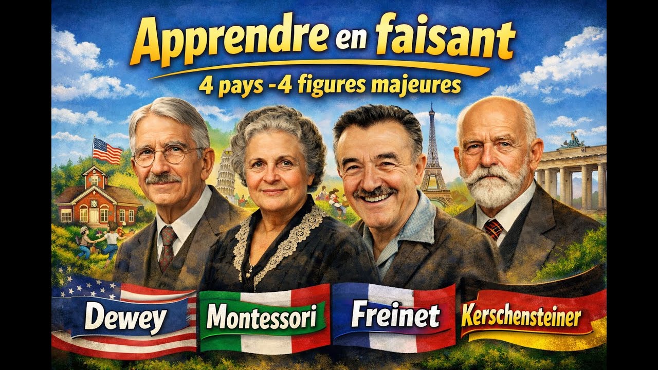 Apprendre en faisant -  4 pays - 4 figures majeures : Dewey, Montessori, Freinet, Kerschensteiner
