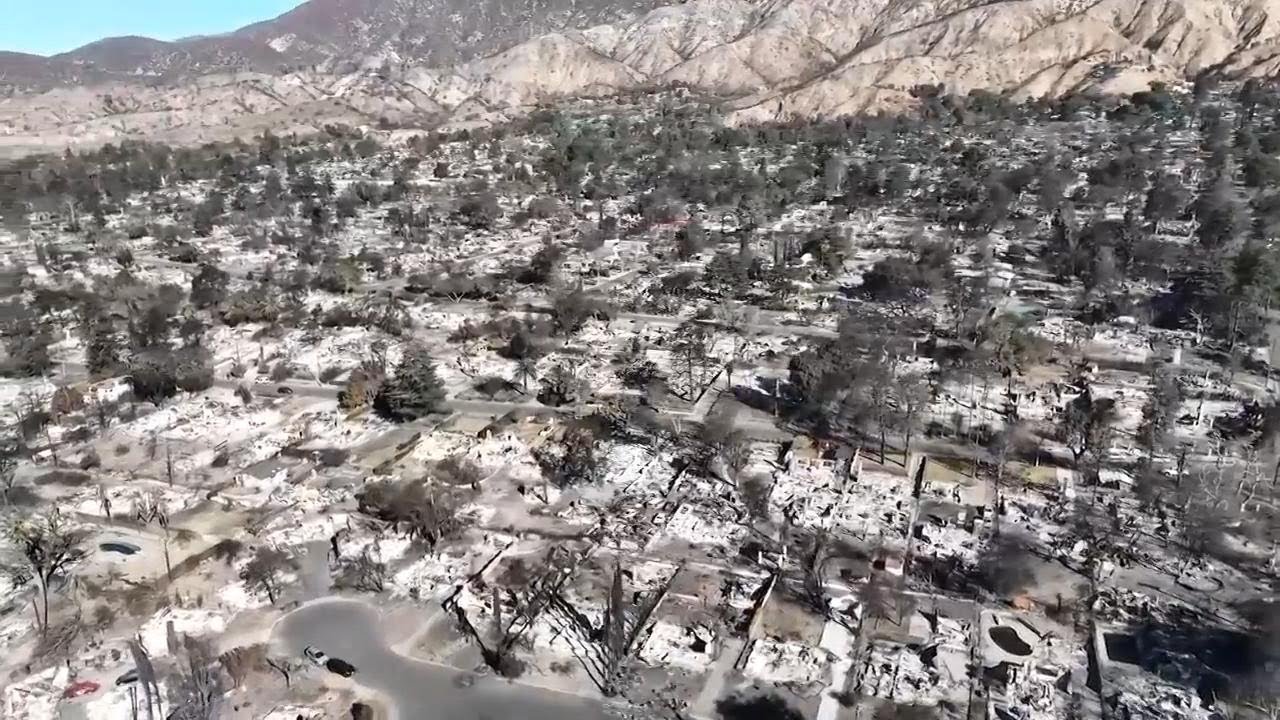 Drone footage reveals devastated Altadena neighborhood following Eaton wildfire