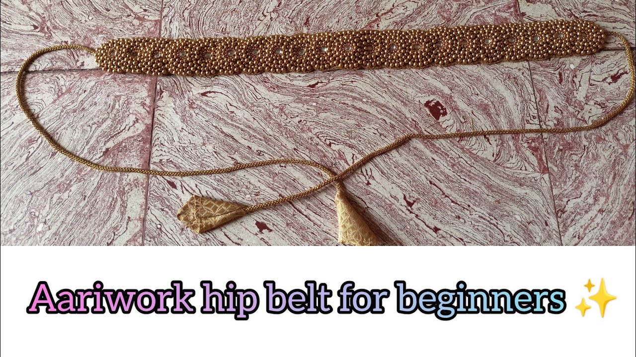 Waist belt making at home| aariwork hip belt for beginners in Tamil | simple aariwork hip belt