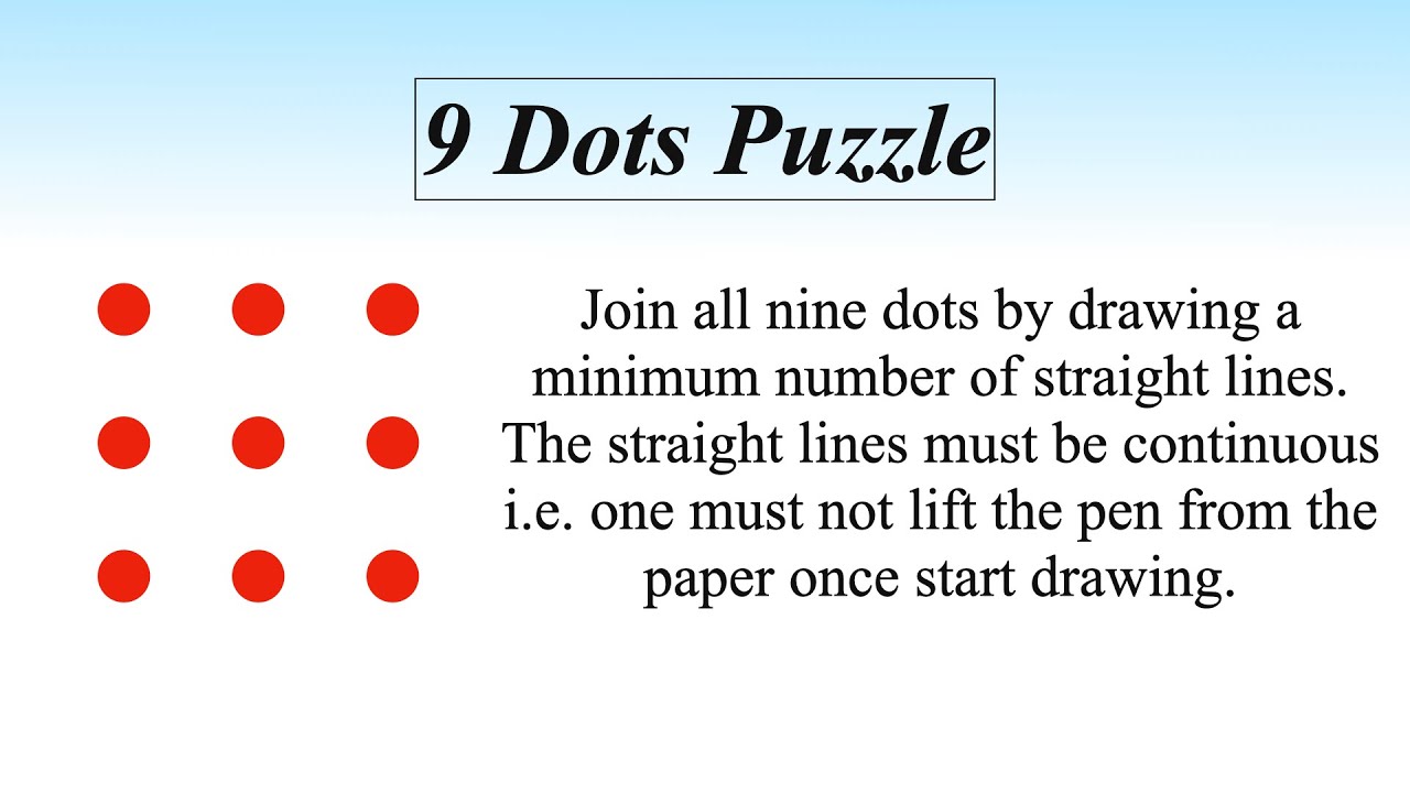 Connecting 9 Dots Puzzle : Solution Explained