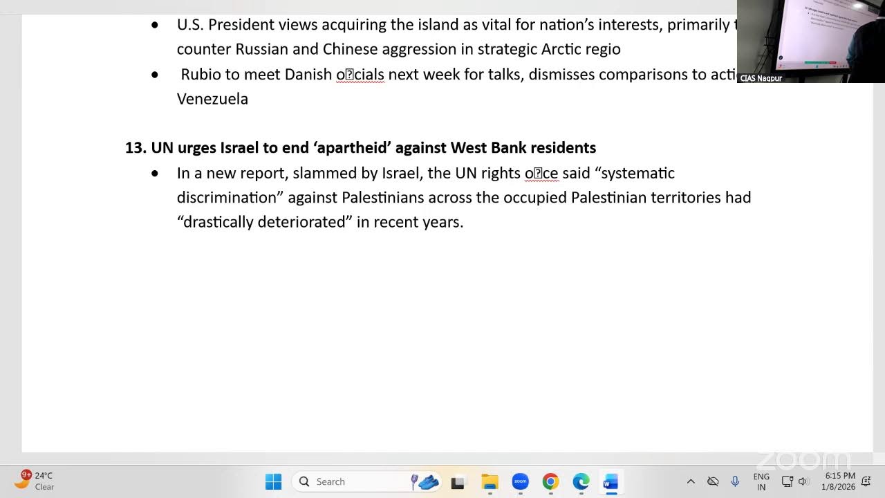 Current affairs 08 Jan 2026