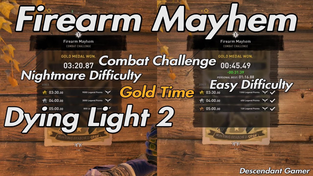 Dying Light 2 - Firearm Mayhem Combat Challenge Gold Time Nightmare & Easy Difficulty