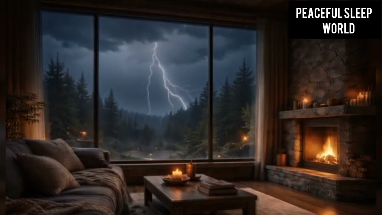 Cozy Cabin Rain & Fireplace Sounds for Sleeping - 15 minute of Deep Sleep | Peaceful Sleep World 🌧️🔥