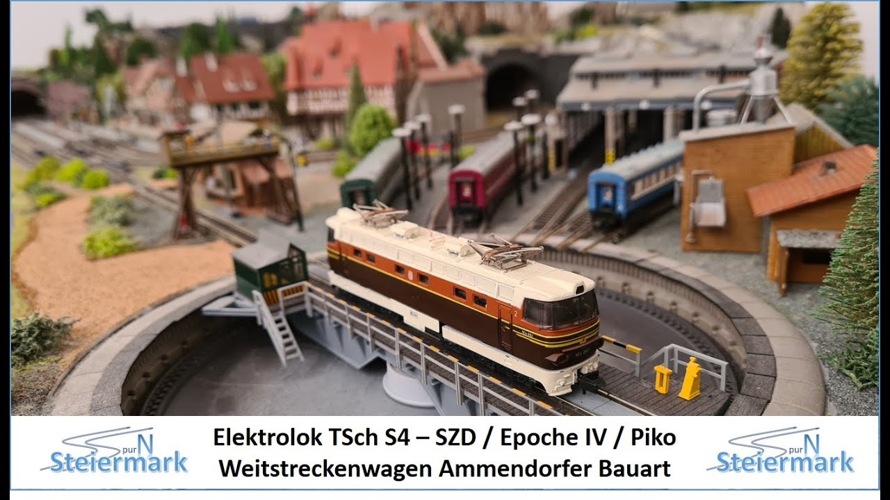 Spur N - Skoda E-Lok TSch S4 SZD / Weitstreckenwagen Ammendorfer Bauart SZD / Epoche IV (Piko)
