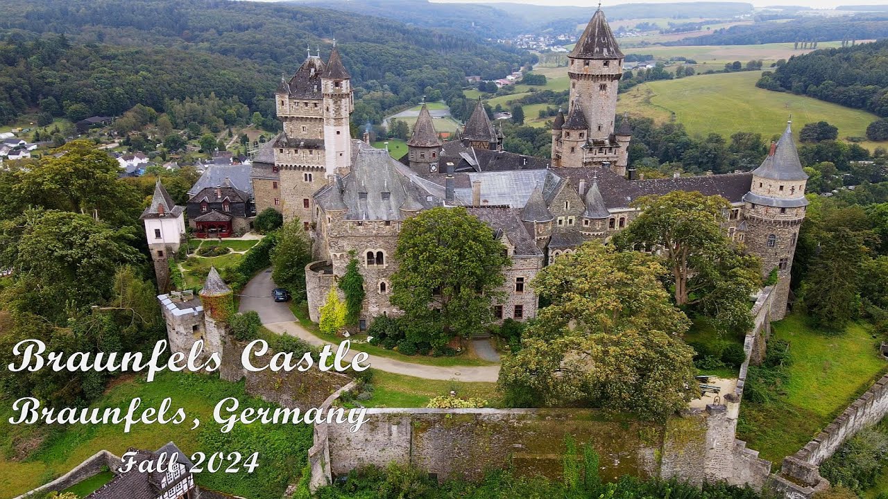 4K Bird's view of beautiful 800 years old Braunfels Castle, Germany