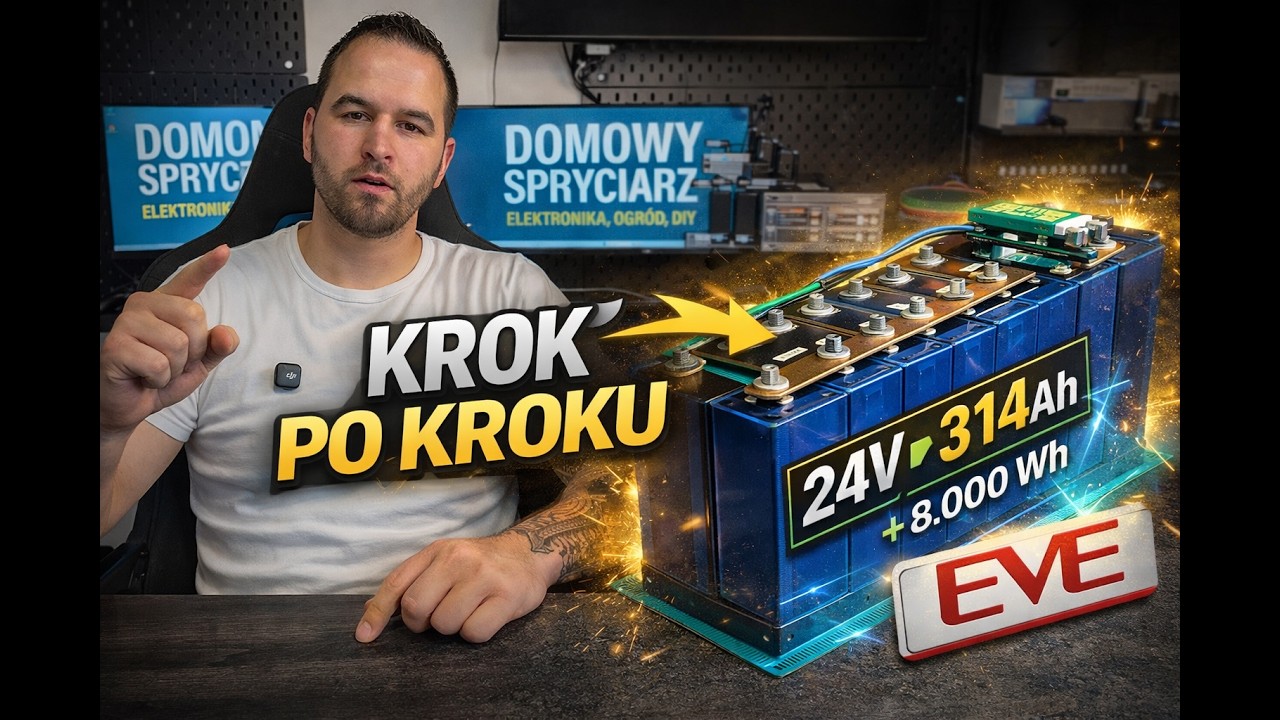 Budowa baterii LiFePO4 24V 314Ah firmy EVE krok po kroku 🔋 (BMS, połączenia, błędy!)