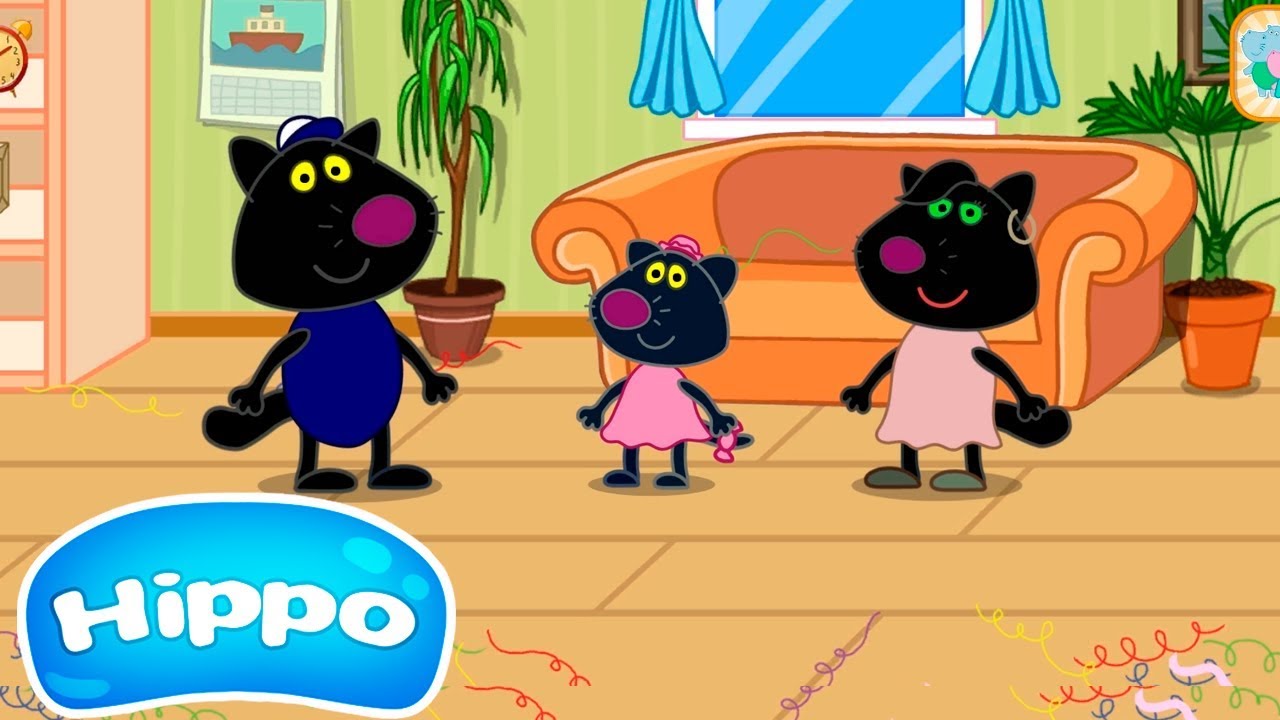 Hippo 🌼 Fiesta de cumpleaños de niños 🌼 Familia de gato negro 🌼 Dibujos animados Revisión del juego