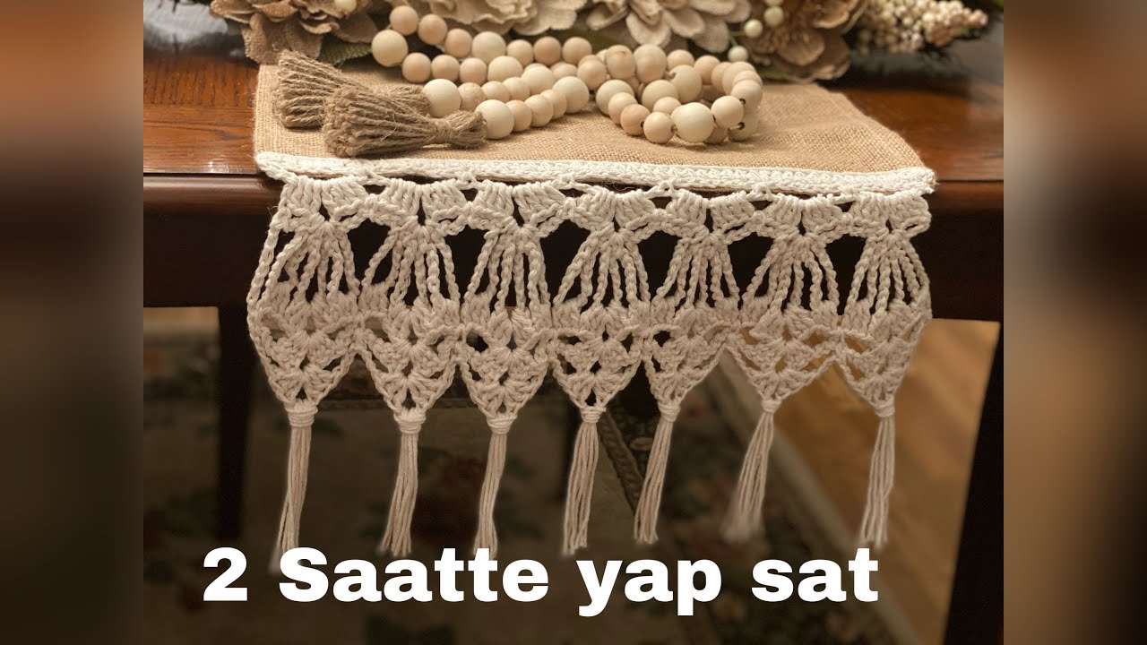 Çuval kumaşa tığişi dantel nasıl yapılır? / burlap Table Runner diy