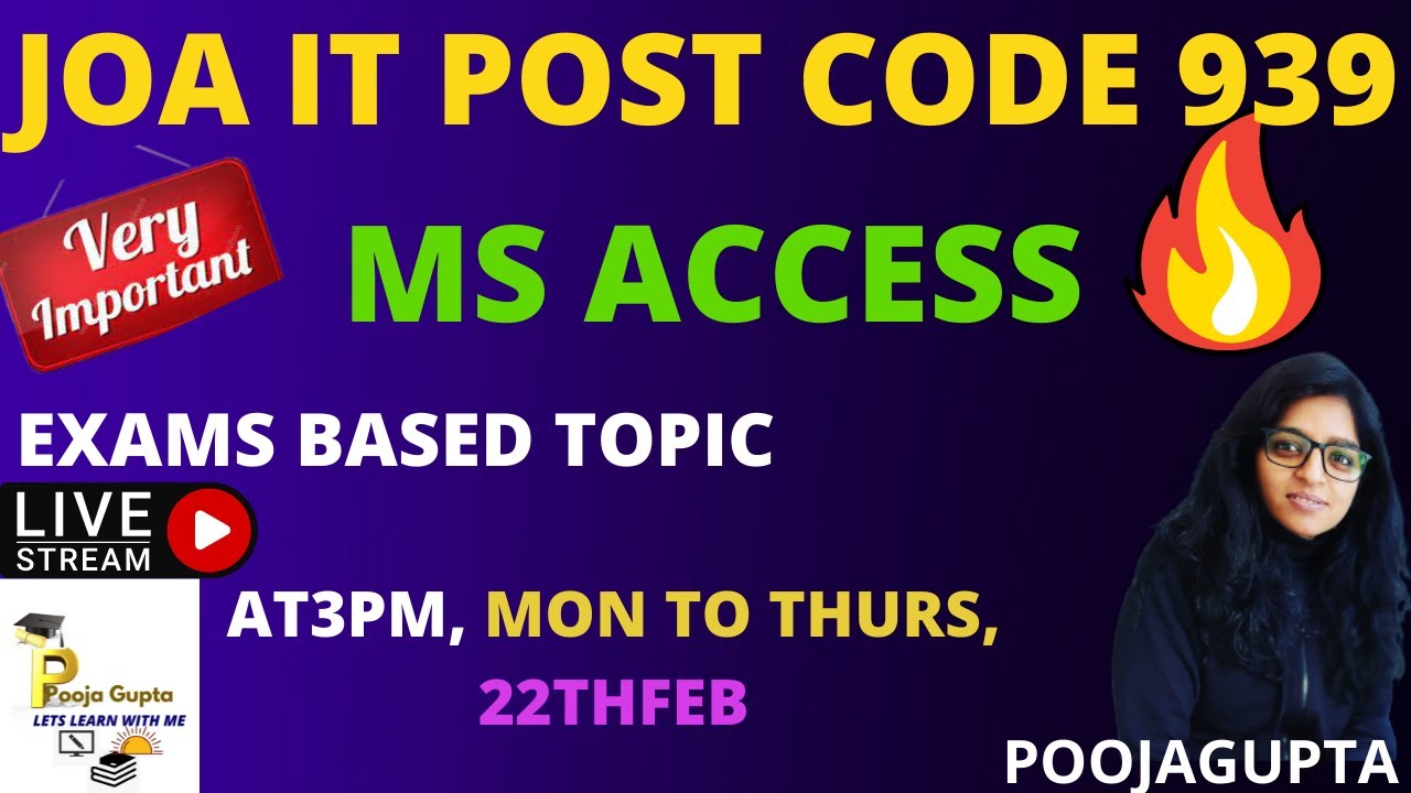 MS ACCESS    /  HPJOA(IT)  / JOA(IT) CRASH COURSE  -939 /  HPJOA(IT) / BY POOJA