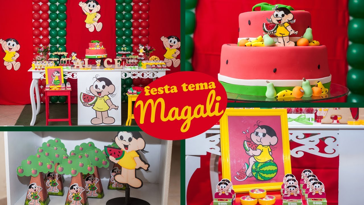 DECORAÇÃO: Aniversário Tema Magali | Festa Magali Idéias e inspiração de Decoração Magali Melancia