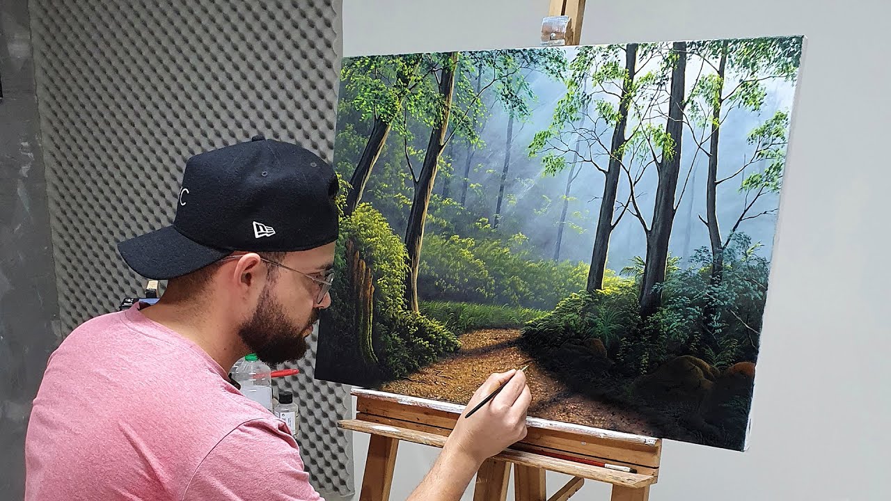Pintura a óleo - Floresta iluminada | Oil painting - Lit forest | Amauri Jr Artes