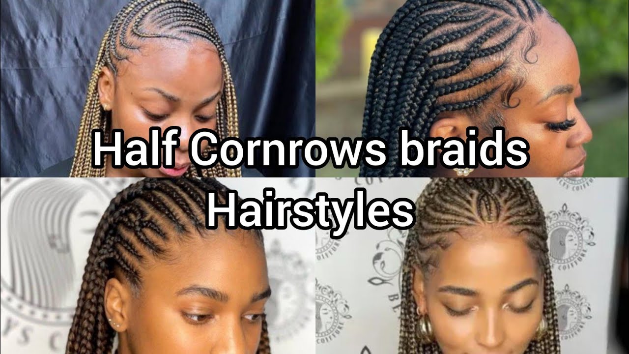 Half Cornrow braids hairstyles 2026 | Half Cornrows styles Ghana weaving hairstyles, braids ponytail