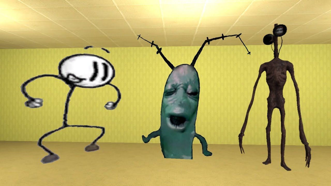 Henry Stickmin, Plankton Aughh And Siren Head In Garry's Mod