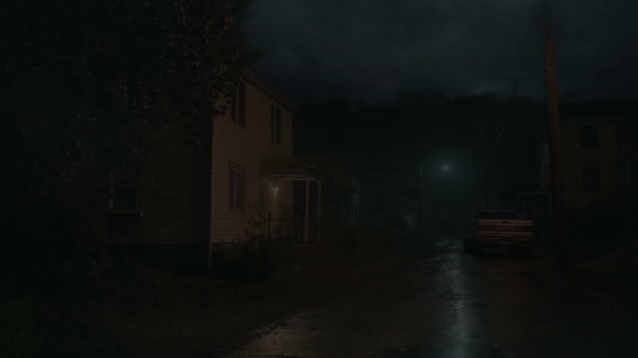 Lonely House on a Quiet Road | Night Town Thunderstorm | Deep Rolling Thunders & Relaxation
