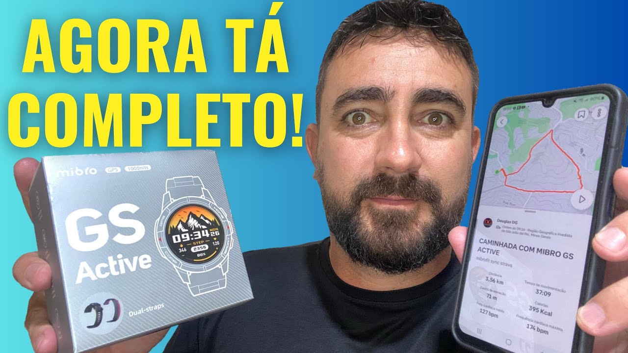SMARTWATCH MIBRO GS ACTIVE ATUALIZOU - ÓTIMA OPÇÃO ESPORTIVA COM GPS, 5ATM E SINCRONIZA COM STRAVA.